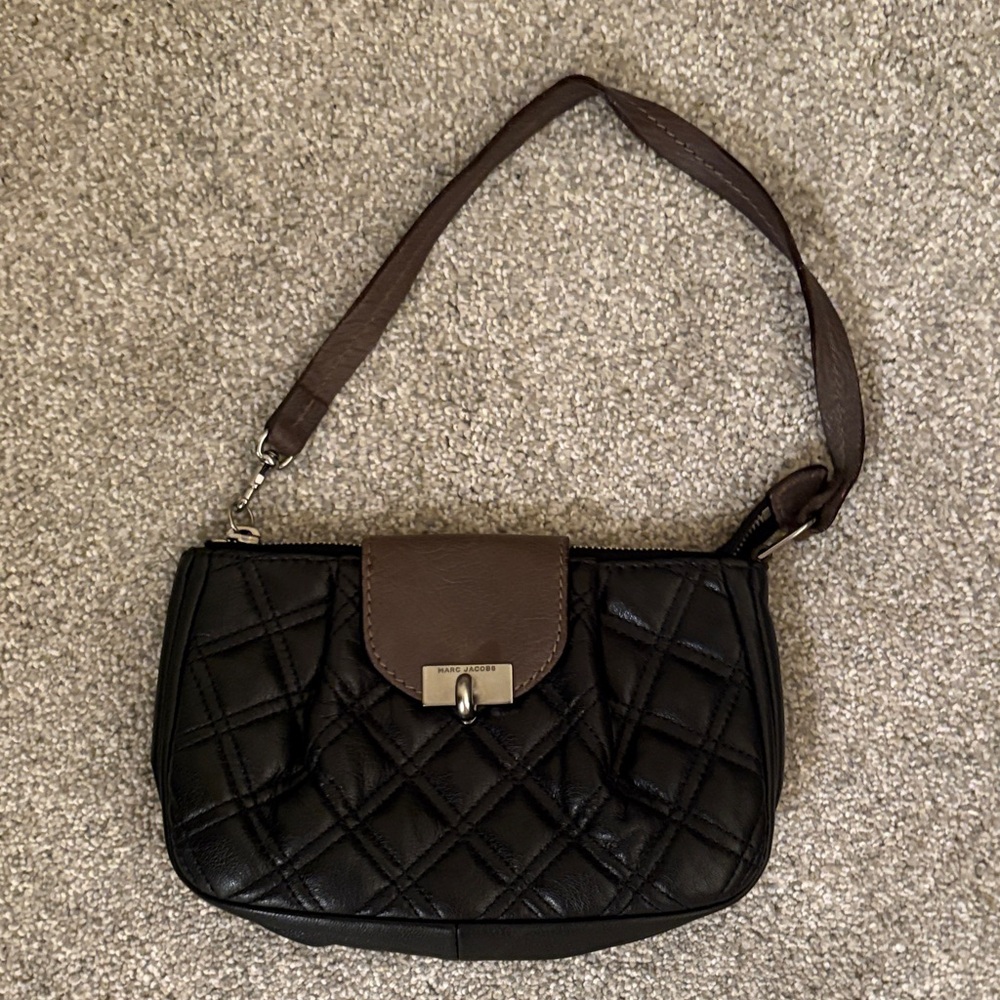 Marc Jacobs Black and Brown Quilted Clutch